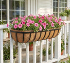30 Inch Window Deck with Coco Liner, 30" Window Boxes Horse Trough with Coconut Coir Liner, Fence Metal Hanging Flower Planter Window Basket Deck Railing Planter Boxes for Outdoor Garden Lawn, 4pcs - Image 6