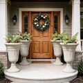 Tall Plastic Urn Planters and Pedestal - 24" Outdoor Planter Beige by Outdoorchairs