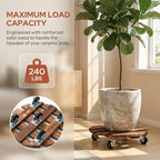 ZXZYHFTY 14 Inch Rolling Wood Plant Caddy with Wheels, 2 Pack - Image 5