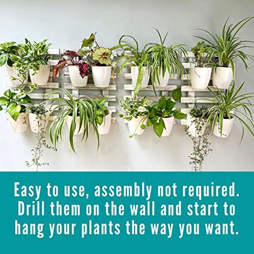 ShopLaLa Wooden Wall Hanging Planter - 2 Pack Wall Plants Holder for Flower Pot Indoor Outdoor Large Rustic White Wood Vertical Herb Garden System Boho Countryside Theme Decor 47.2" (120cm) - Image 4