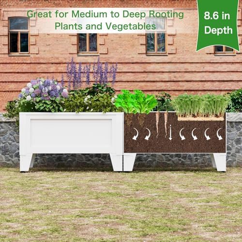 PROXRACER Elevated Metal Planter Box Stand Heavy Duty Raised Garden Bed for Vegetables Flowers Herbs Indoor Outdoor Use, White - Image 7
