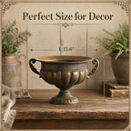 Vintage Gold Urn Planter, Embossed Shabby Chic Iron Flower Pot, 13.6"x8.5" - Image 2