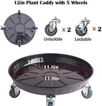 ARTLINE Round Plant Stand with Lockable Wheels, Heavy Duty for Indoor Outdoor, Large Rolling Dolly Planter Caddy on Casters to Carry Potted Flower Pot, Round Metal Tray NO Holes, Black - Image 2