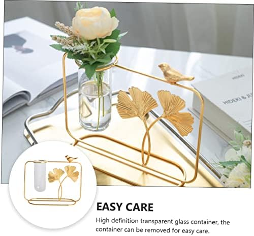 Xmas Nordic Ginkgo Leaf Glass Vase with Removable Tube Home Decor - Image 4