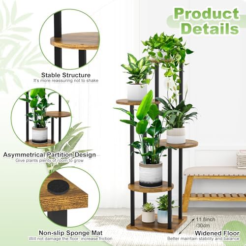 5 Tier Plant Stand Indoor Corner Tall Shelf for Multiple Plants - Image 3