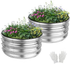 2 Pack 2x2x1ft Round Galvanized Raised Garden Bed Kits, Sliver by Liyarya