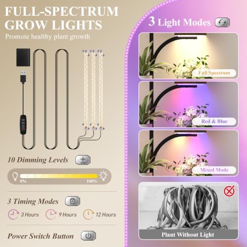 ikkle 8-Tier 62" Metal Plant Stand Indoor with Full-Spectrum Grow Lights. - Image 3