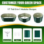 TBMLC Oval Green Galvanized Planter Box, Metal Raised Garden Bed 4X2X1.4 FT - Image 2