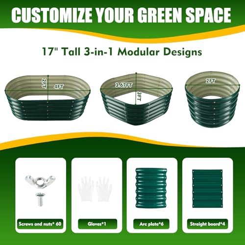 TBMLC Oval Green Galvanized Planter Box, Metal Raised Garden Bed 4X2X1.4 FT - Image 2