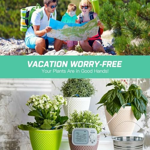 Automatic Plant Waterer Self Watering System Indoor for 15 Potted Plants Pack of 2, Auto Drip Irrigation Kit Programmable Water Timer w Smart Humidity Detection - Image 2