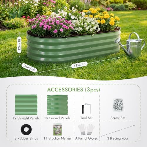 INNO STAGE 3Pcs Galvanized Raised Garden Bed Kit, Outdoor Metal Planter Box - Image 6