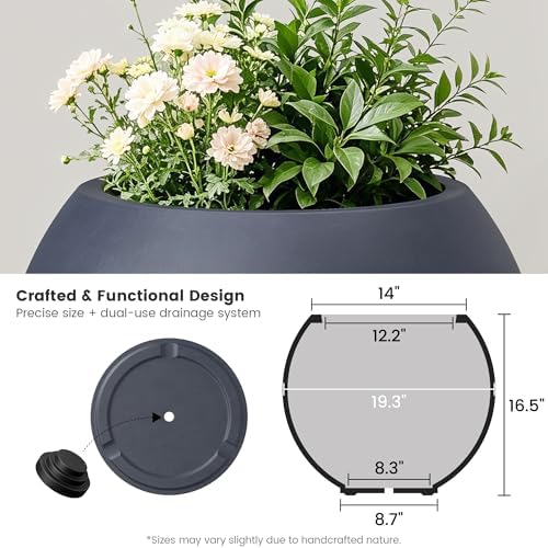 Kante Accent Round Sphere Charcoal Concrete Planter 11" Dia, Outdoor - Image 5