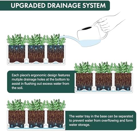 D'vine Dev 2-Pack Plastic Herb Garden Planter Set, White, 76-V-A-2 - Image 6