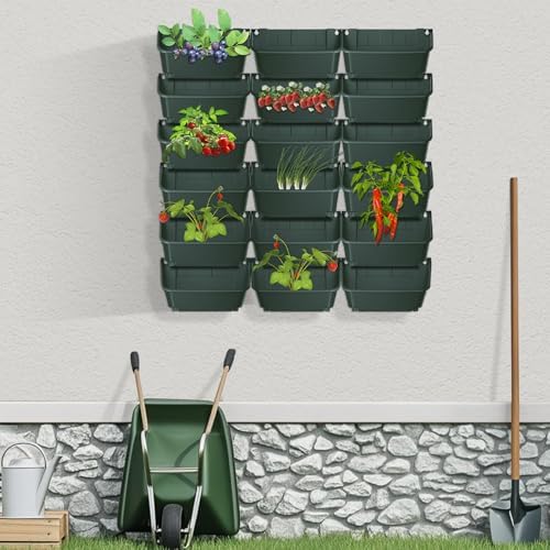 18-Pot Vertical Wall Planter, Self-Watering Stackable Planters for Indoor & Outdoor Use, Perfect for Herbs, Flowers & Vegetables (18, Black) - Image 4