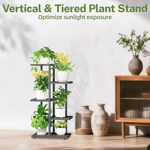 iDavosic.ly Plant Stand with Grow Light Indoor Outdoor, 4 Tier Tall, Black - Image 7