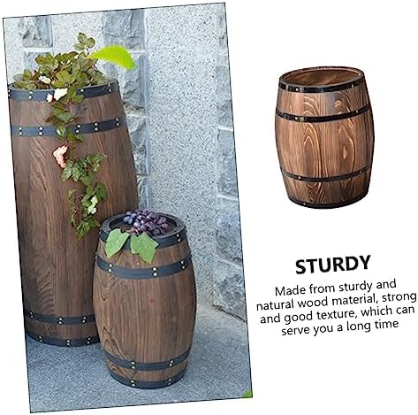 Yardwe Antique Water Beer Decor Vintage Artistic Landscaping Well Ornament Wishing Red Decoration Barrel Planter Plant Summer Bucket Decorative Whiskey Photo Retro Pub - Image 7
