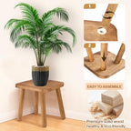 Solid Wooden Stool 11.7''H Wooden Plants Stand Wooden Decorative Stool Small Wood Stand for Bathroom Bedroom Livingroom Kitchen Bathroom - Image 4