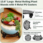 3 Packs Metal Plant Caddy with Wheels 14 inches Heavy-Duty Iron Rolling Plant Stand with Casters Indoor Outdoor Wheeled Plant Roller Base Pot Movers Plant Dolly Coaster Trolley Black - Image 2