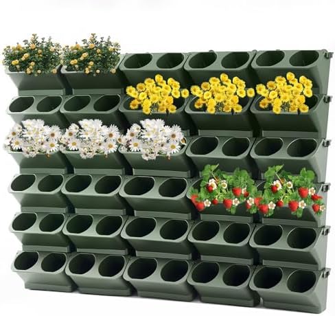 Briwooody 30 Set 60 Pocket Vertical Wall Planters, Military Green by Briwooody