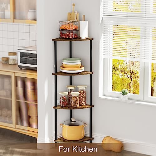 SRIWATANA 42.9" 4-Tier Corner Shelf Stand, Tall Standing Wood Display Unit - Image 4