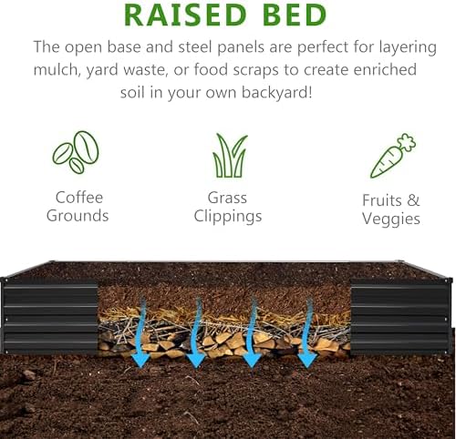 2PCS 7x3x1ft Galvanized Raised Garden Bed Kit,Metal Planter Box for Vegetables,Flowers,Herbs Durable Rust-Resistant Patio Gardening Beds,Black - Image 3