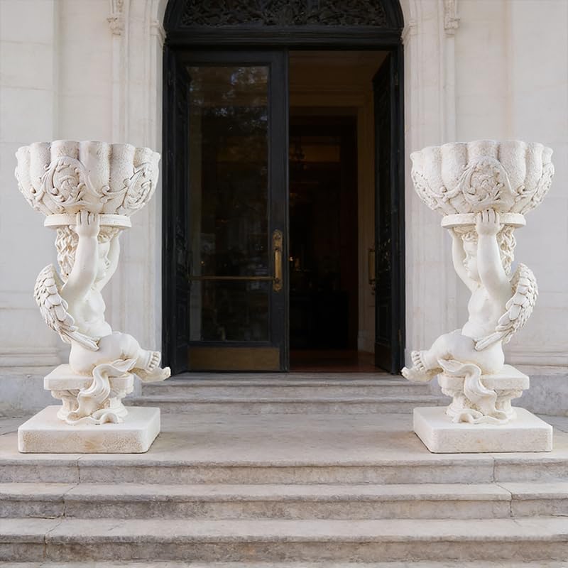 Decorative Roman Column Pedestal, English Rosette Indoor Outdoor Sculptural Garden Plinth Base Statue Riser, Weatherproof Sturdiness Plinth Base Statue Riser for Statues, Flower Pots, Decor, Cast Stone Resin (1449) - Image 7