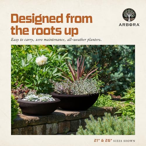 ARBORA 21" Santorini Bowl Planter - Lightweight Polyresin Outdoor Plant Pot - Image 4
