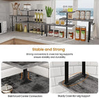 Homode Kitchen Countertop Organizer, 3 Tier Corner Shelf Bathroom Counter Organizer, Wooden Counter Shelf Stand Space Saver, Easy Assembly, Rustic Grey - Image 5