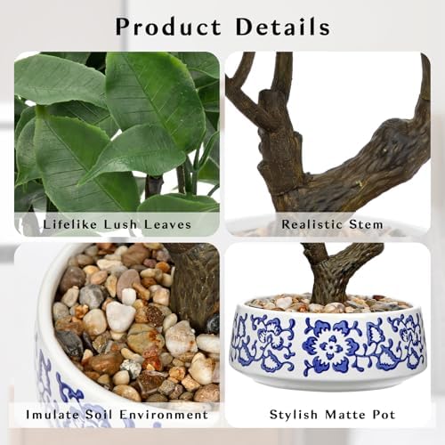 Artificial Bonsai Tree, Small Ficus Bonsai Tree 13" Indoor Bonsai Tree - Image 3