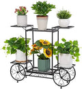 unho Metal Plant Stand Indoor: 6 Tier Garden Cart Flower Planter Pot Holder by unho