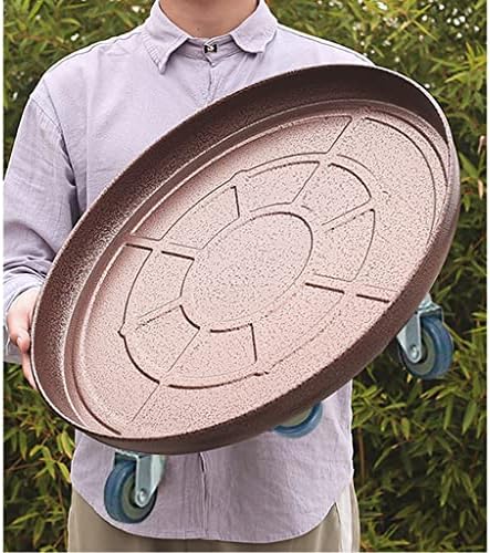 ARTLINE 20" Round Plant Stand with Lockable Wheels, 480lb Heavy Duty for Indoor Outdoor, Large Rolling Dolly Planter Caddy on Casters to Carry Potted Flower Pot, Round Metal Tray NO Holes, Copper by ARTLINE