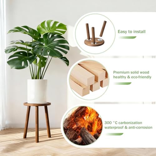 5-Pack Wood Plant Stands Indoor, Single Plant Stand for 6-22 Inch Pots, Mid-Century Modern Plant Stool, Tall Plant Stand for Large Plants Perfect Fit for Living Room, Balcony, Office(Dark Brown) - Image 4