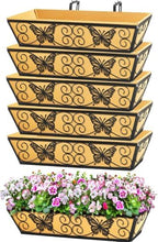 6 Pack 24 Inch Window Boxes Planters Railing Planter Box with Adjustable Brackets for Porch Fence Patio Balcony Hanging Flower Baskets with Woven Fabric for Outdoor Garden Decor - Black by KarlliuHOMEGARDEN
