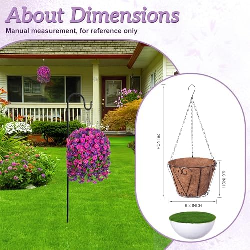 Ammyoo Artificial Fake Hanging Flowers Basket for Spring Summer Decor - Image 4