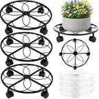 3 Packs 12 inches Metal Heart Outdoor Plant Caddy with Wheels Large Rolling Plant Stands Rolling Plant Dolly Heavy-Duty Plant Roller Base Movers for Indoor and Outdoor by DEELF+OUTLET