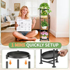 KMOTASUO 4 Tier Black Plant Stand Indoor for Large Tall Heavy Duty Planter, Multiple Sturdy Metal Flower Corner Rack for Narrow House Floor, Iron Vertical Level Round Orchi Holder Organizer, Modern - Image 7