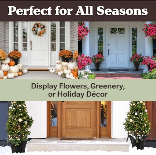 Pure Garden Outdoor Planter Flower Pots, Black, 16x18-Inch, 2-Pack - Image 5
