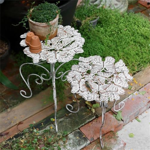 Outdoor Cast Iron Flower Stand, Heavy Duty Cast Iron Potted Plant Stand,Garden Potting Bench Table,Round Potted Plant Stand Rack,Decorative Flower Pot Holder,for Home Garden,White,Large - Image 5