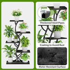 Plant Stand Indoor with Grow Lights - 5 Tiered Corner Plant Shelves (Black) - Image 6