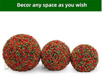 21.6 Inch Artificial Hanging Topiary Balls Set of 2, Faux Flower Balls for Garden Patio Wedding Valentine's Day Decor, Outdoor Indoor Hanging Decorations for Porch Front Door Party,Red - Image 6