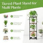 iDavosic.ly 4 Tier Corner Metal Plant Stand Indoor, 45 In Tall, Black Brown - Image 5