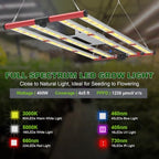 AGLEX 420W Full Spectrum LED Grow Light with UV & IR, 1360 LEDs, Dimmable Daisy Chain, High PPFD Bar Style, 4x5 ft Coverage, Foldable for Indoor Plant Growing, Commercial Seeding Veg Flower - M400 - Image 5