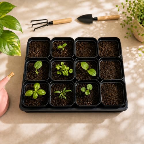 5 Pack Plastic Seed Starter Tray with 60pcs 3.5 inch Nursery Pots - Image 6