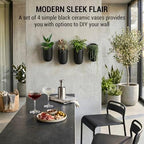 MyGift 7.5 Inch Wall Mounted Modern Matte Black Ceramic Cylindrical Plant Containers, Floating Succulent or Herb Planter Pots, Vertical Hanging Flower Vases, Set of 4 - Image 3