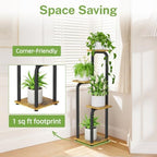 iDavosic.ly Plant Stand Indoor, Corner Tall Shelf, Wooden Tray, Black Brown - Image 6