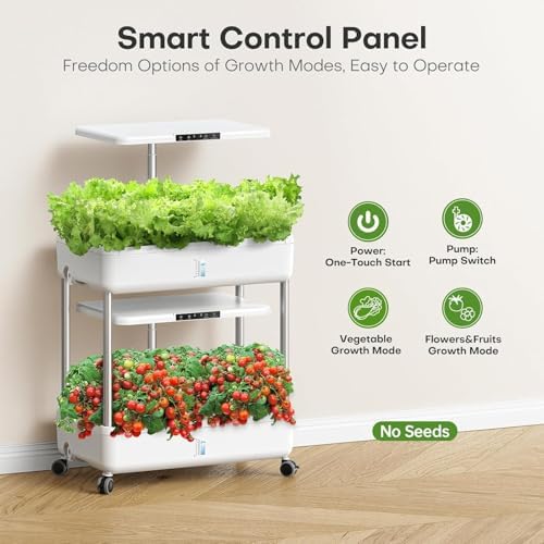 44 Pod Hydroponic Indoor Garden System White, 2 Tier Growing Kit with LED Grow Light, 10L Tank, Includes Seed Starter Kit - Image 5