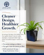 Posie Pot Medium Twisted Square - Self Watering Planter 5x5 Inch - Indoor Plant Pot with 30 Day Reservoir - 3D Printed Bioplastic - No Guilt Plant Care - Made in USA, Black - Image 6