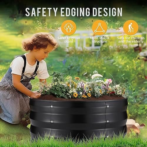 ZXZYHFTY Galvanized Steel Round Raised Garden Bed, 3 Pack, Black - Image 5