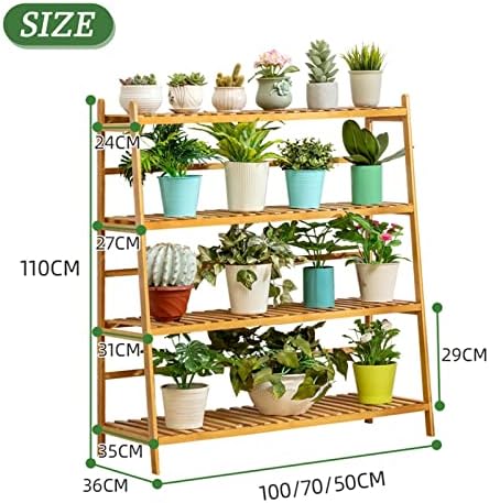 4 Tier Bamboo Plant Stand, Ladder Shelf Corner Flower Pots Holder for Indoor & Outdoor,Multiple Plant Display Rack for Balcony Garden Living Room (Size : 100x36x110cm) - Image 2