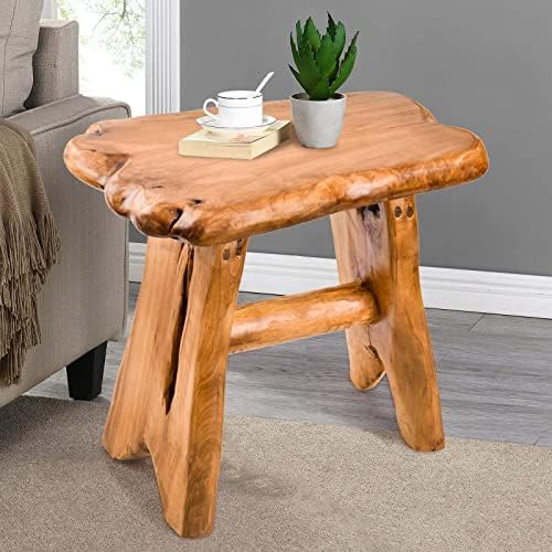Wood Step Stool, Unique Design Live Edge Wood Stool, Freeform Natural Plant Stand for Garden, Yard, Living Room, Bedroom - Image 5